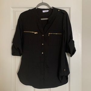 Calvin Klein black button down blouse, size medium